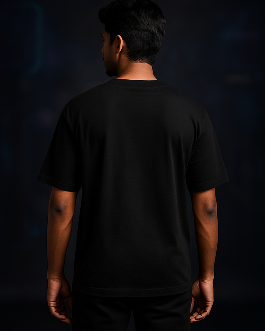 Black Mumbai Nights Oversized T-Shirts