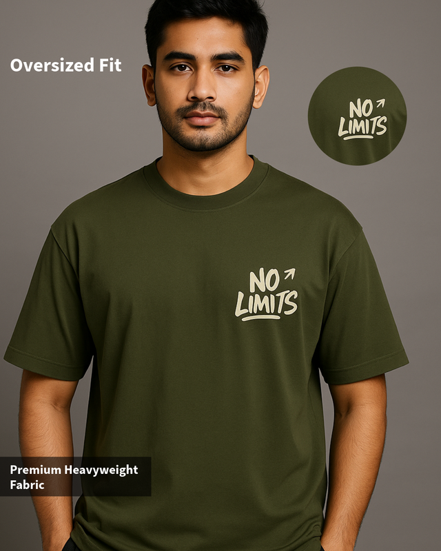 Olive Green NO Limits Oversized Classic T-Shirt