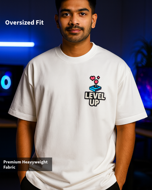 White Level Up Oversized Classic T-Shirt