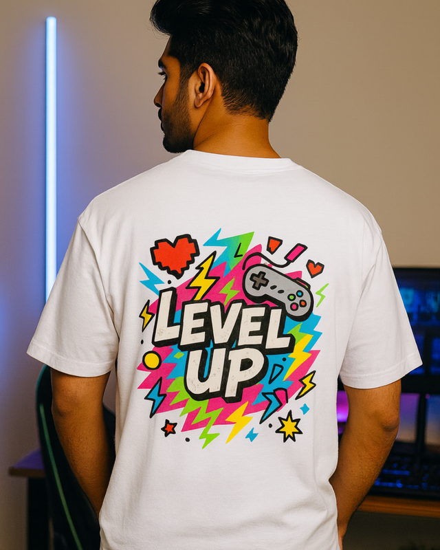 White Level Up Oversized Classic T-Shirt