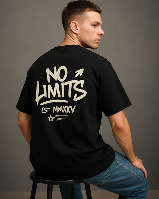 Black NO Limits Oversized Classic T-Shirt
