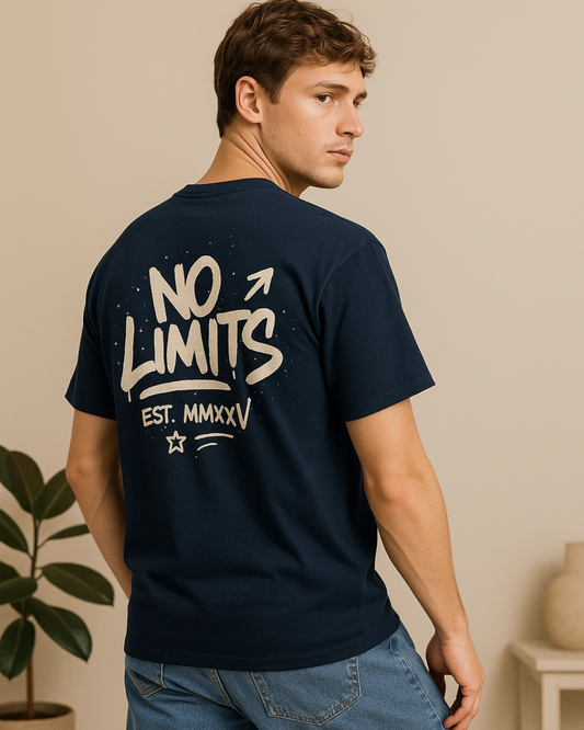 Navy Blue NO Limits Oversized Classic T-Shirt