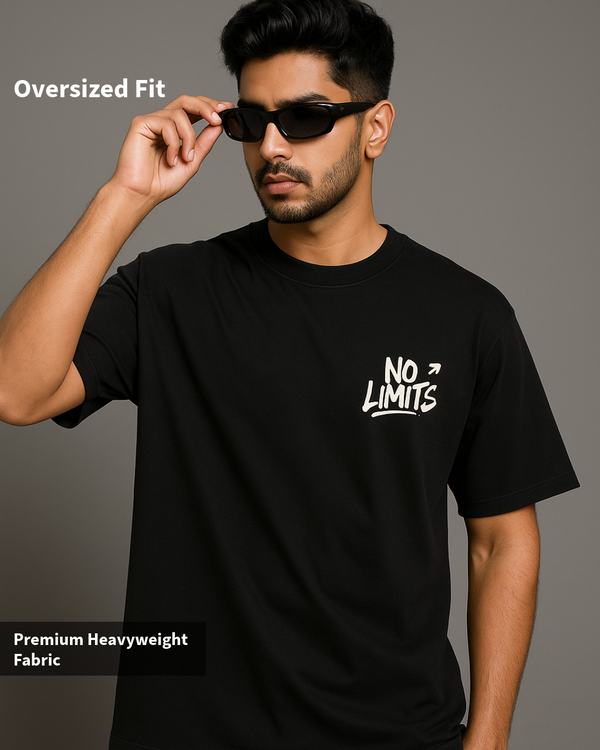 Black NO Limits Oversized Classic T-Shirt