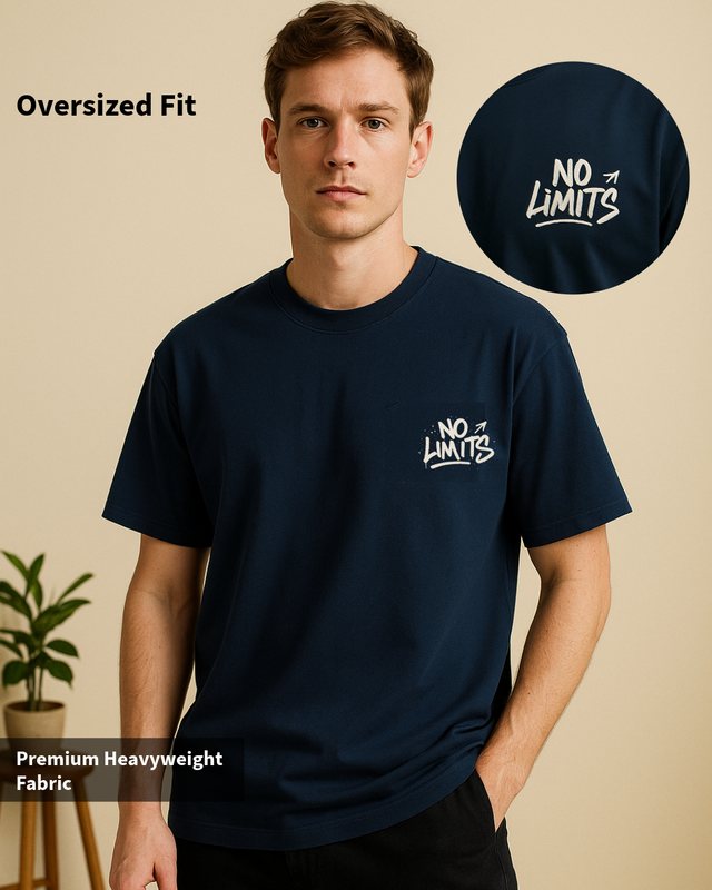 Navy Blue NO Limits Oversized Classic T-Shirt