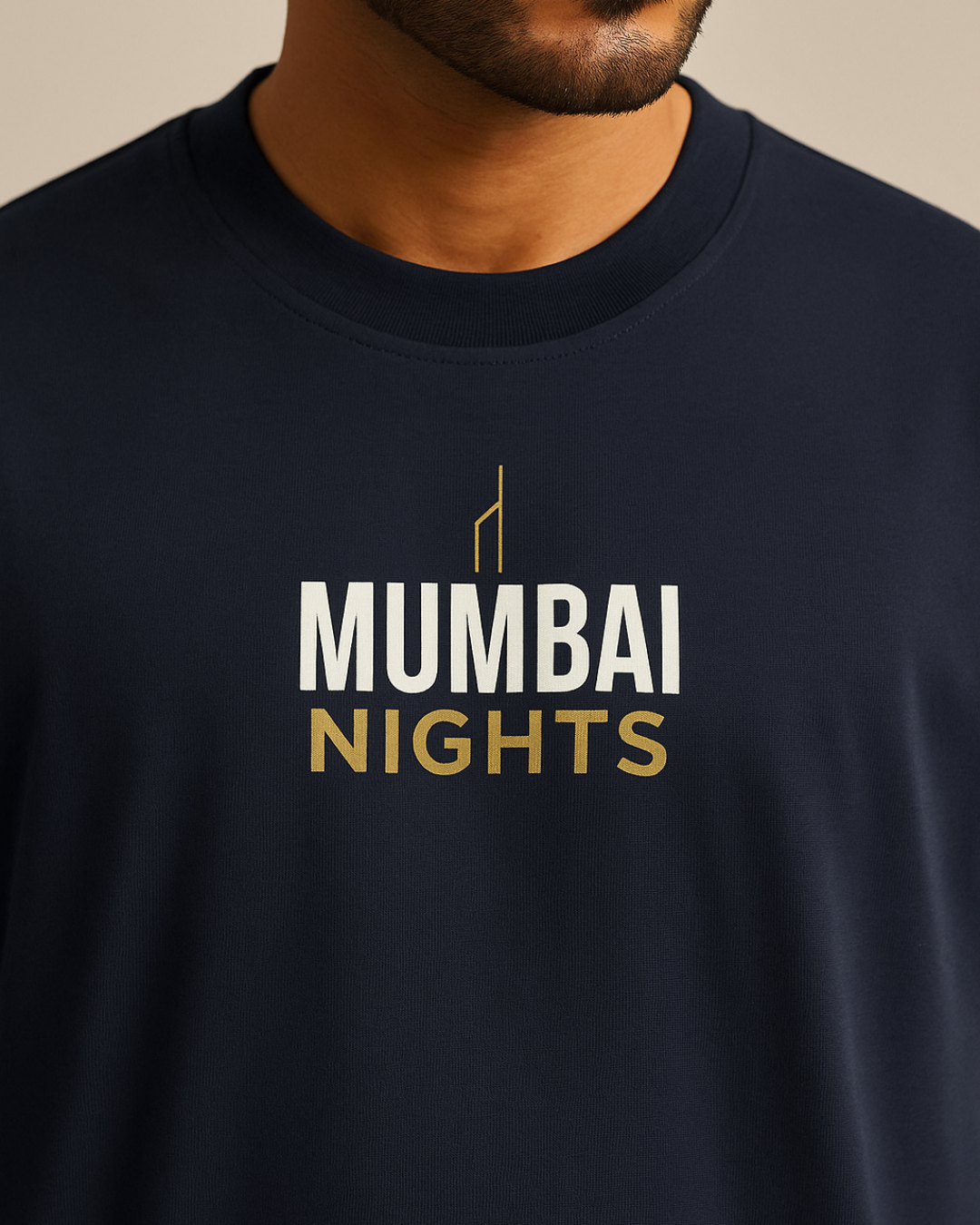 Navy Mumbai Nights Oversized T-Shirts