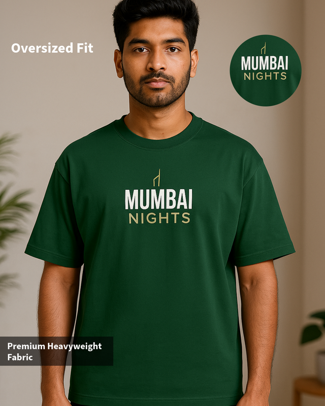 Green Mumbai Nights  Oversized  T-Shirt