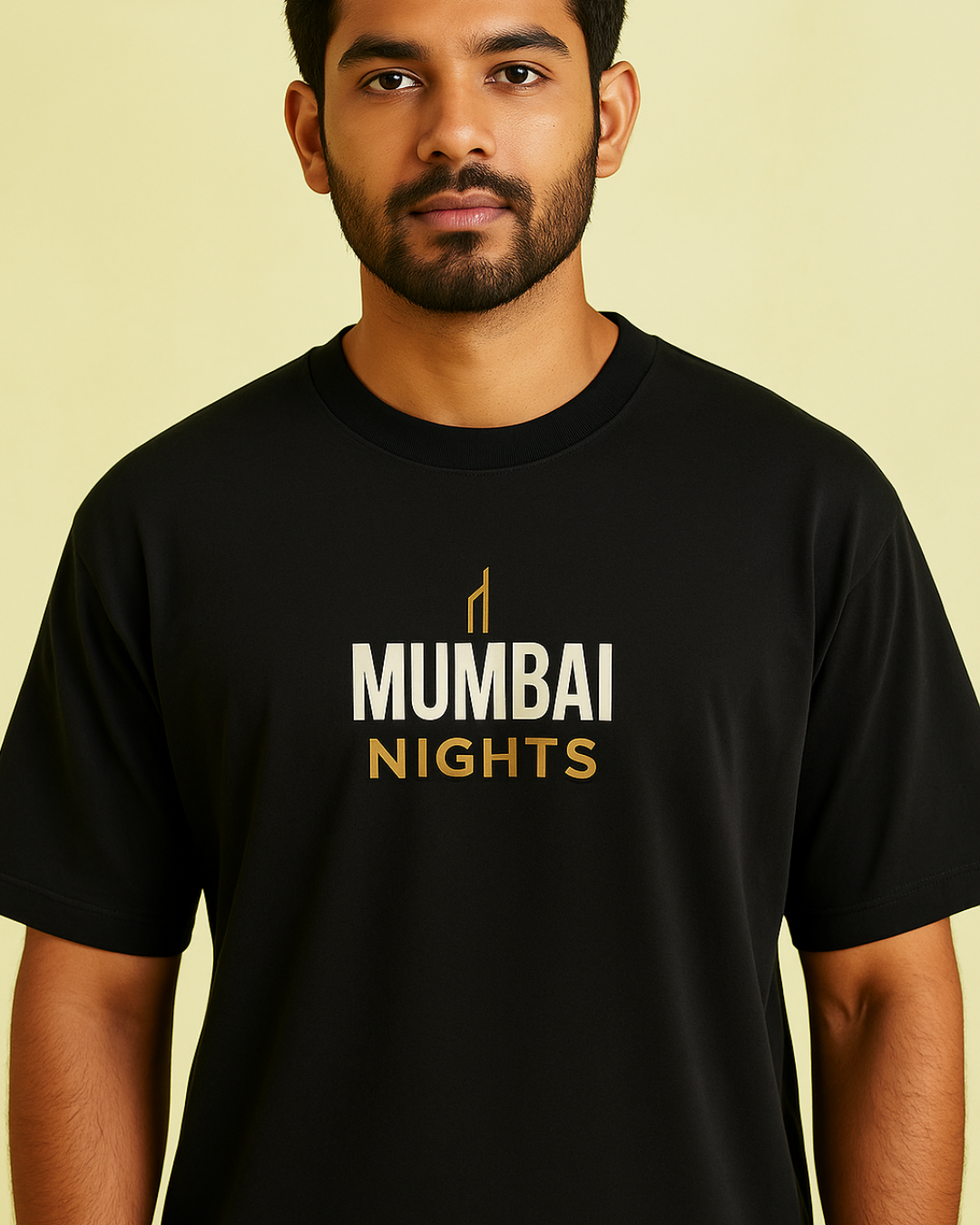 Black Mumbai Nights Oversized T-Shirts