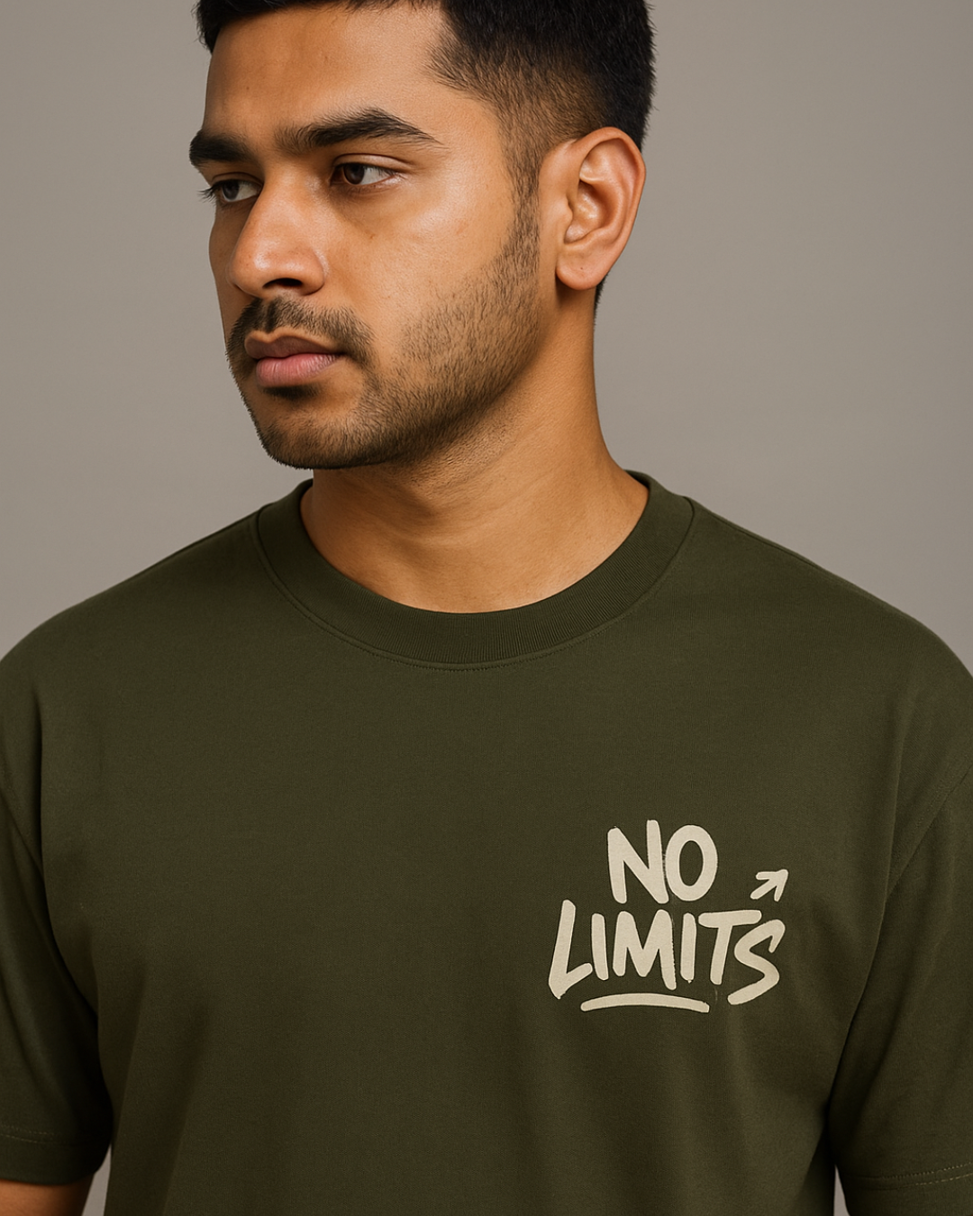 Olive Green NO Limits Oversized Classic T-Shirt