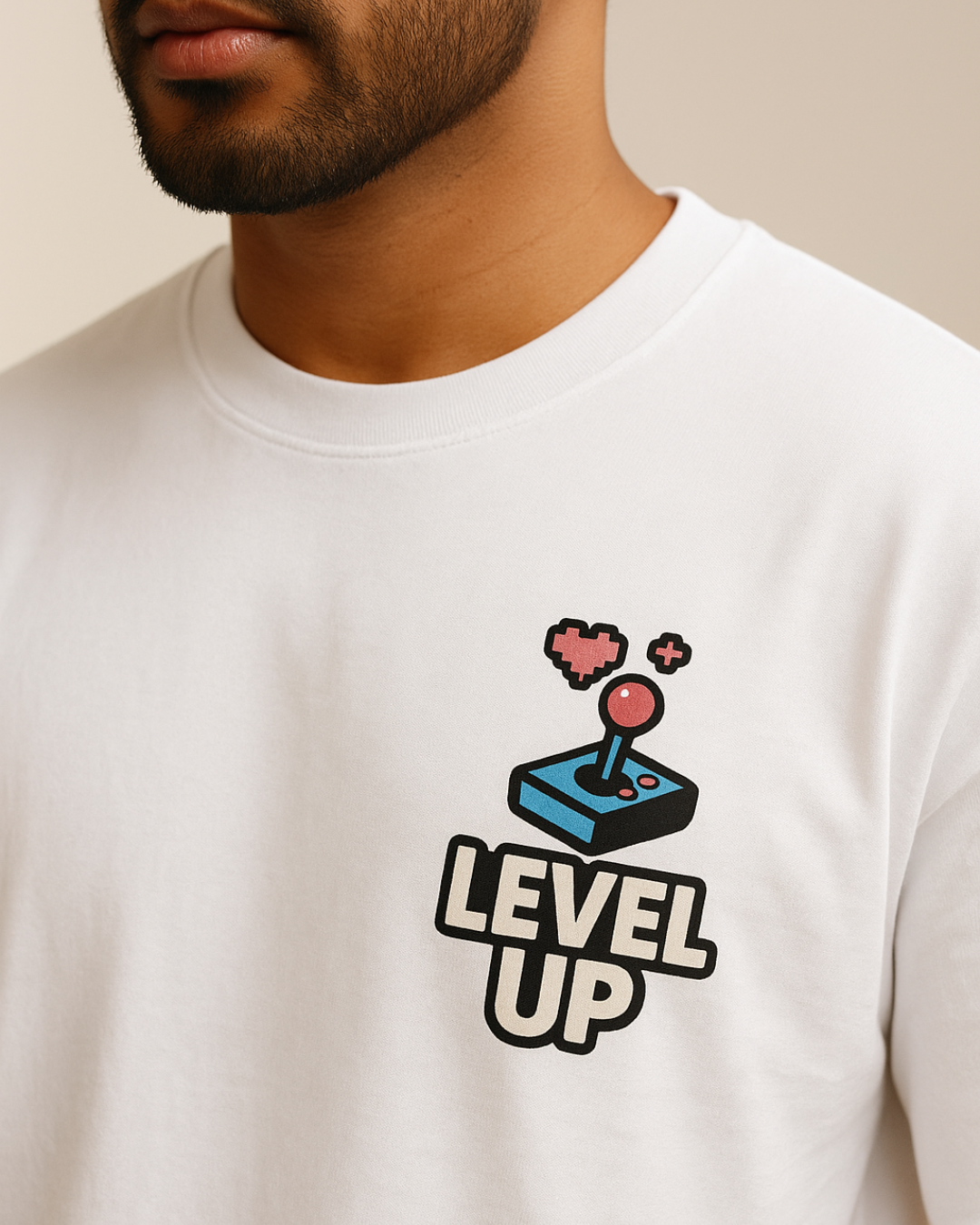White Level Up Oversized Classic T-Shirt