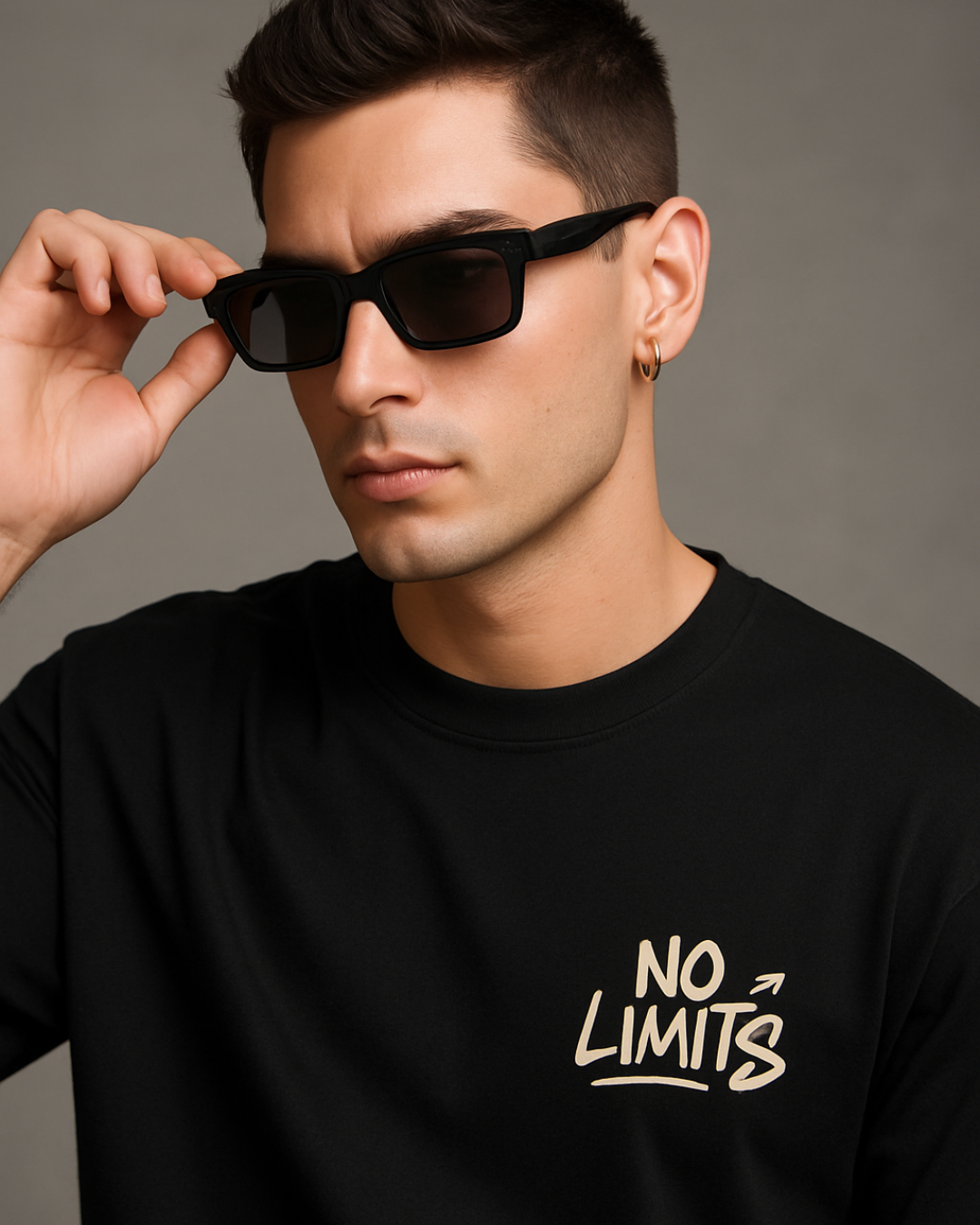 Black NO Limits Oversized Classic T-Shirt